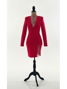 Fashion Nova Beginning To Wonder Bandage Mini Dress Red Small Flawed